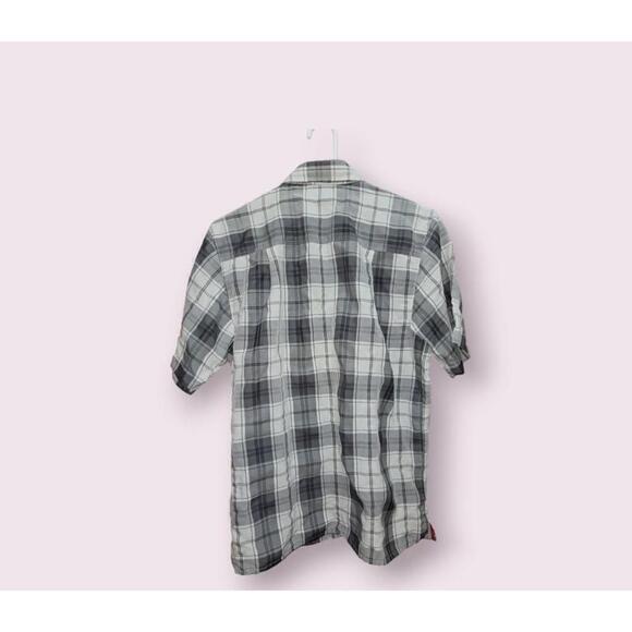 The North Face Gray Plaid Short Sleeve Button Up Shirt Men's Small Preppy - Picture 3 of 12